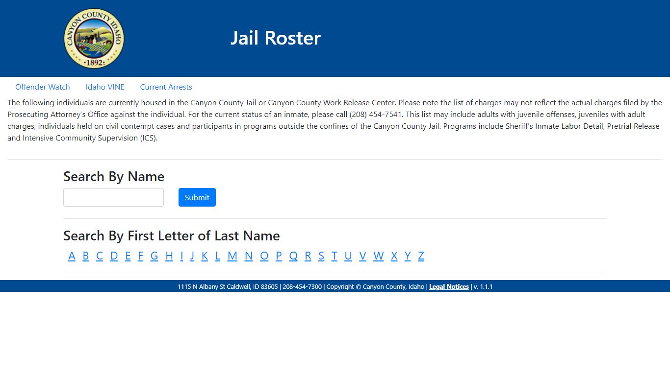 Jail Roster